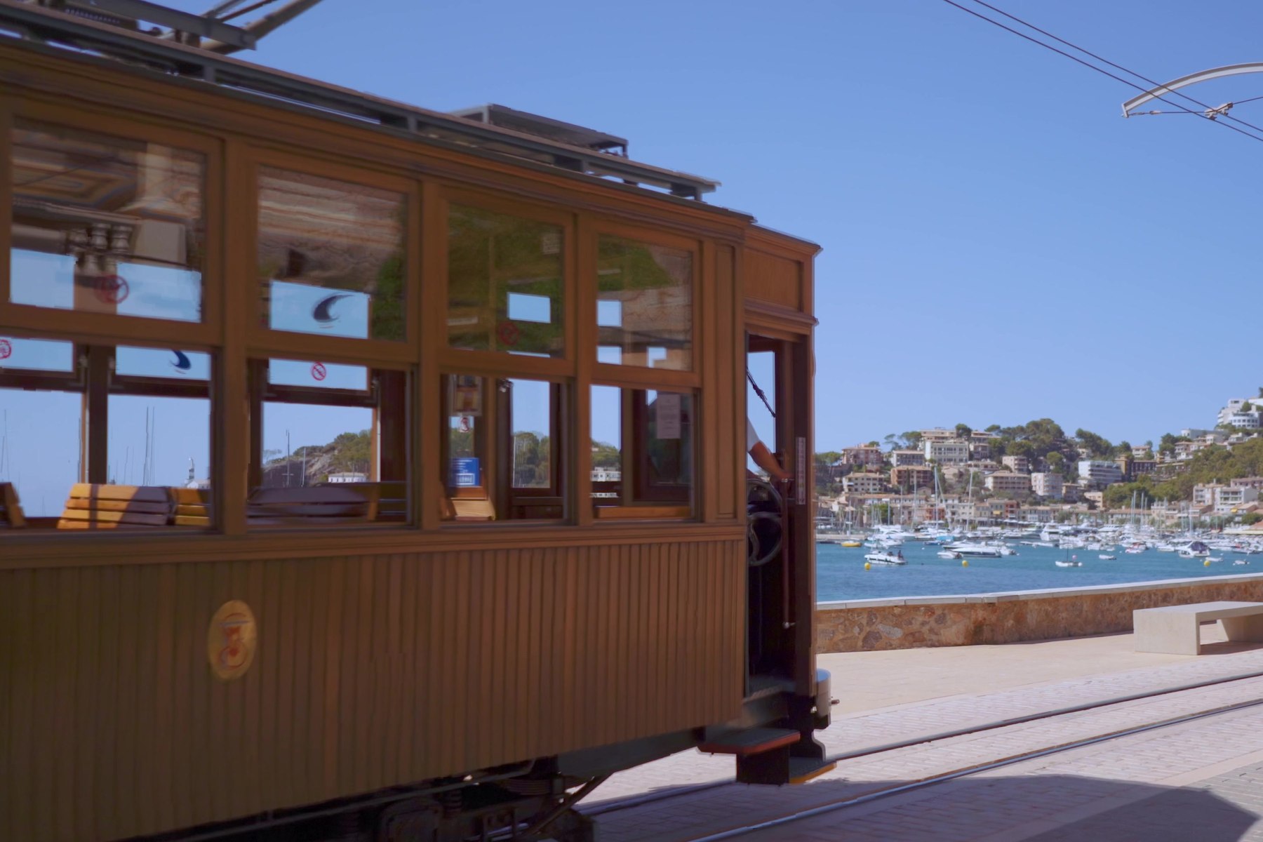 The historic tram on the promenade at Port de Sóller