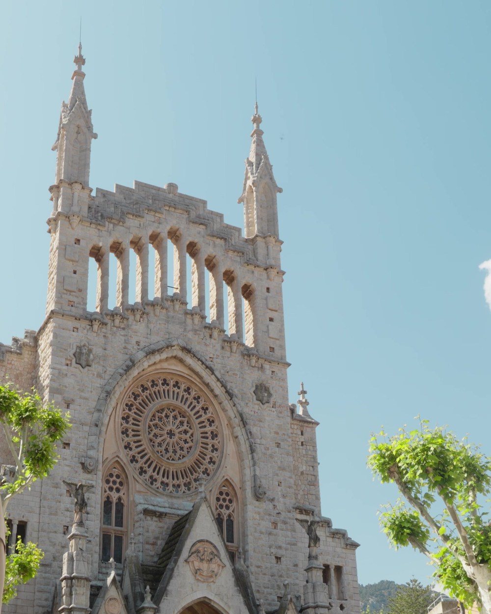 The façade of the parish church of Sant Bartomeu on the Plaça de la Constitució, designed by Joan Rubió i Bellver